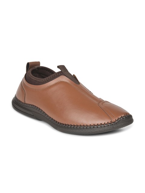 

Liberty Men Tan Woven Design PU Slip-On Sneakers