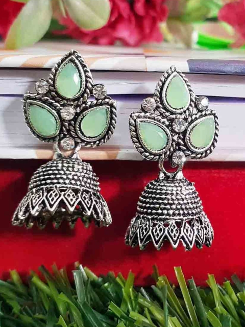 

RICH AND FAMOUS Green Contemporary Jhumkas Earrings