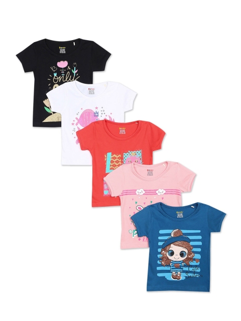 

Donuts Girls Assorted Pack Of 5 Graphic Printed 100% Cotton Regular T-shirt