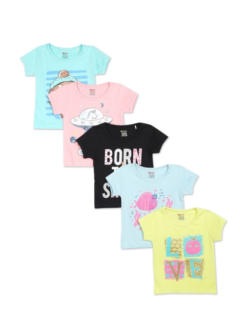 

Donuts Girls Assorted Typography 5 Printed Extended Sleeves T-shirt