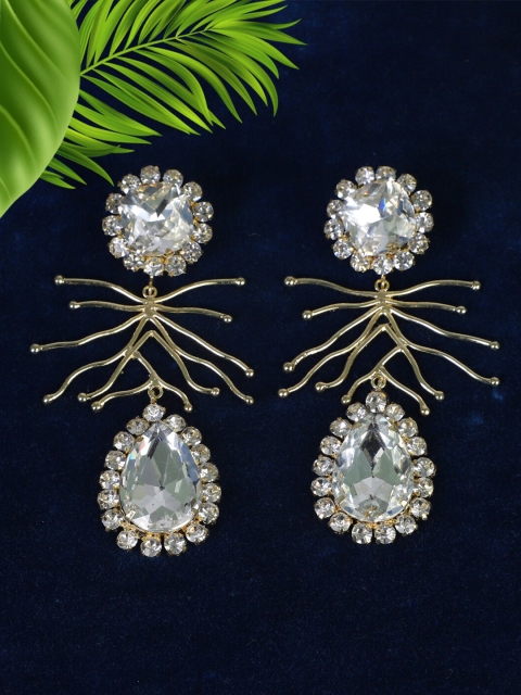 

Bijoux by Priya Chandna Silver-Toned Contemporary Drop Earrings