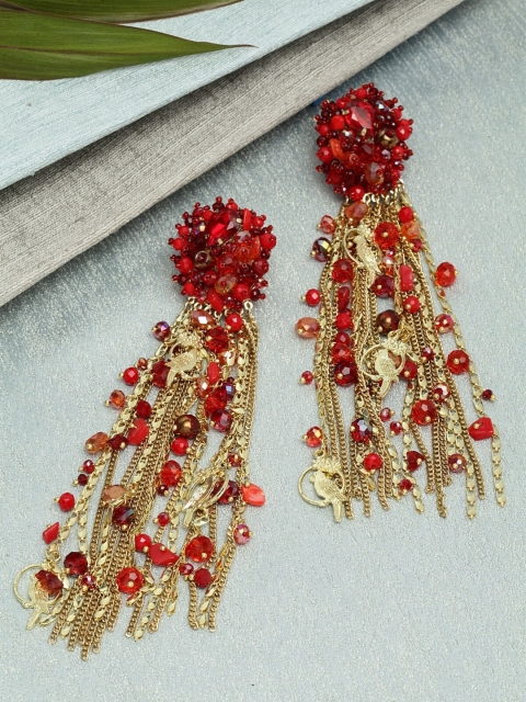 

Bijoux by Priya Chandna Red Contemporary Drop Earrings