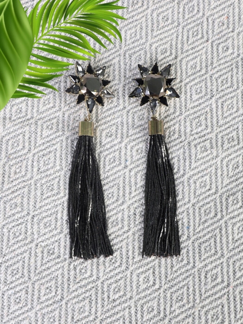 

Bijoux by Priya Chandna Black Contemporary Drop Earrings