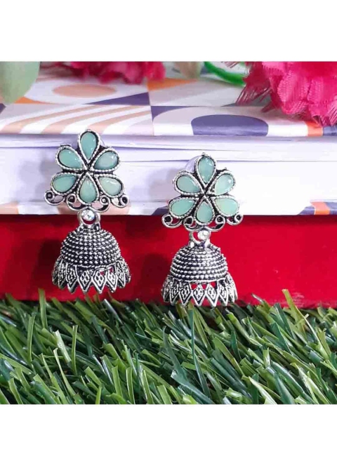 

RICH AND FAMOUS Green Contemporary Jhumkas Earrings
