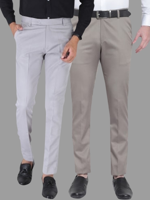 

Srey trends Men Set Of 2 Blue Smart Slim Fit High-Rise Trousers