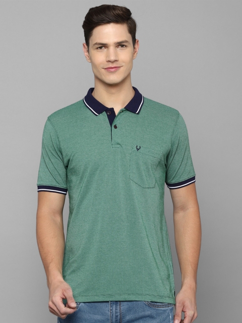 

Allen Solly Men Green Striped Polo Collar T-shirt