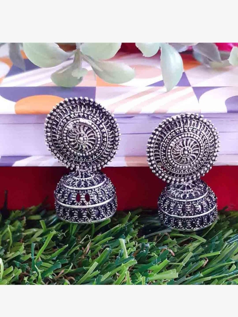 

RICH AND FAMOUS Silver-Toned Contemporary Jhumkas Earrings