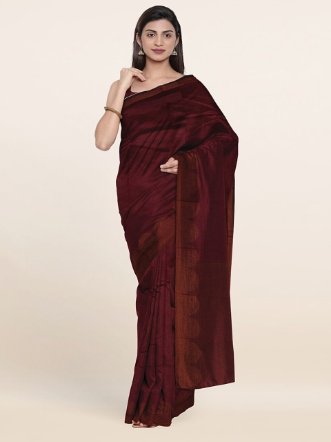 

Pothys Brown & Gold-Toned Woven Design Art Silk Saree