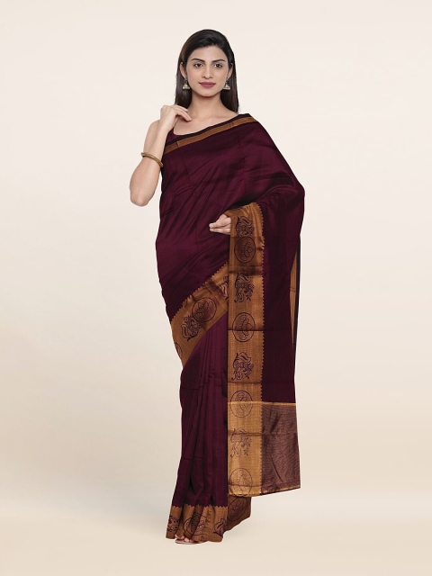 

Pothys Purple & Gold-Toned Woven Design Art Silk Saree