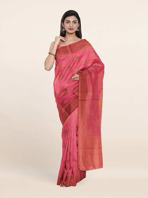

Pothys Pink & Gold-Toned Woven Design Saree