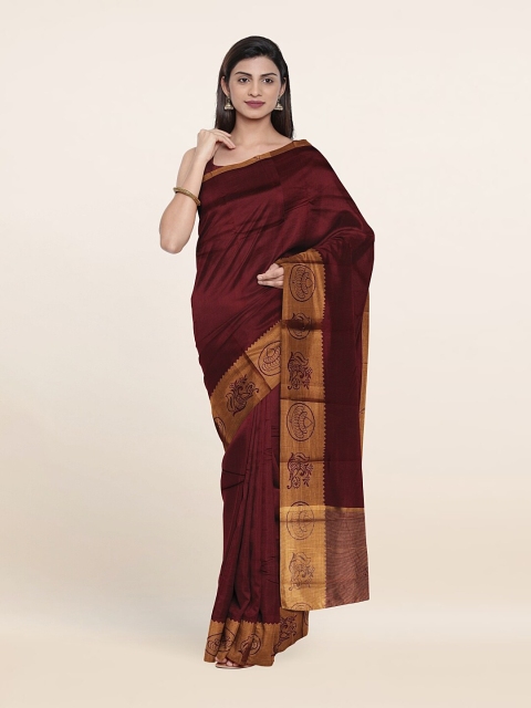 

Pothys Maroon & Gold-Toned Art Silk Saree