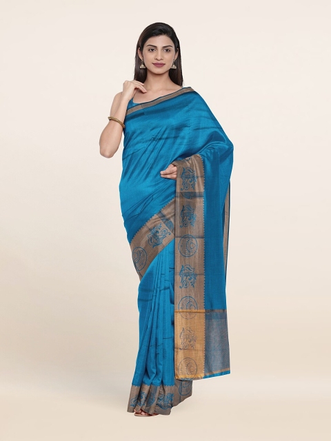 

Pothys Purple & Gold-Toned Floral Zari Art Silk Saree