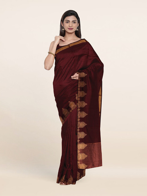 

Pothys Brown & Gold-Toned Art Silk Saree