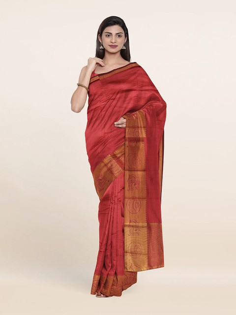 

Pothys Pink & Gold-Toned Art Silk Saree