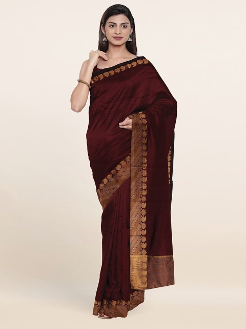 

Pothys Brown & Gold-Toned Paisley Zari Art Silk Saree