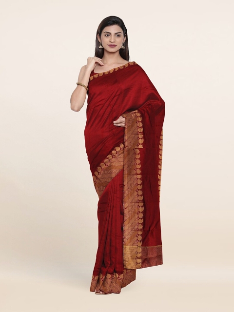 

Pothys Maroon & Gold-Toned Art Silk Saree