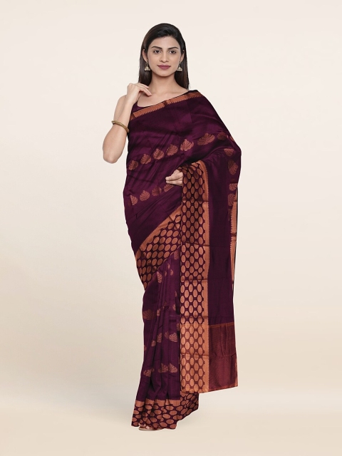 

Pothys Violet & Copper-Toned Woven Design Art Silk Saree