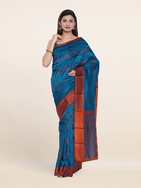 

Pothys Blue & Copper-Toned Zari Art Silk Saree