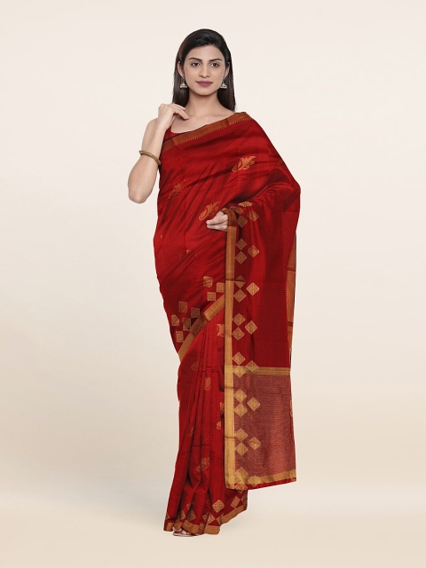 

Pothys Red & Gold-Toned Woven Design Art Silk Saree