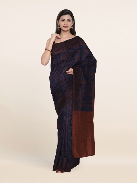 

Pothys Blue & Brown Woven Design Zari Art Silk Saree