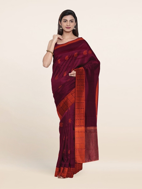 

Pothys Purple & Copper-Toned Paisley Zari Art Silk Saree