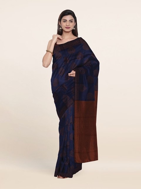 

Pothys Blue & Copper-Toned Ethnic Motifs Art Silk Saree