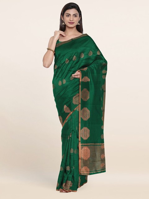 

Pothys Green & Copper-Toned Woven Design Art Silk Saree