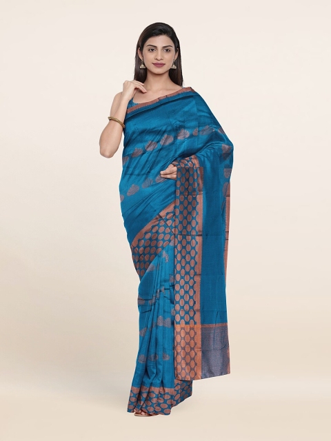 

Pothys Blue & Brown Ethnic Motifs Zari Art Silk Saree
