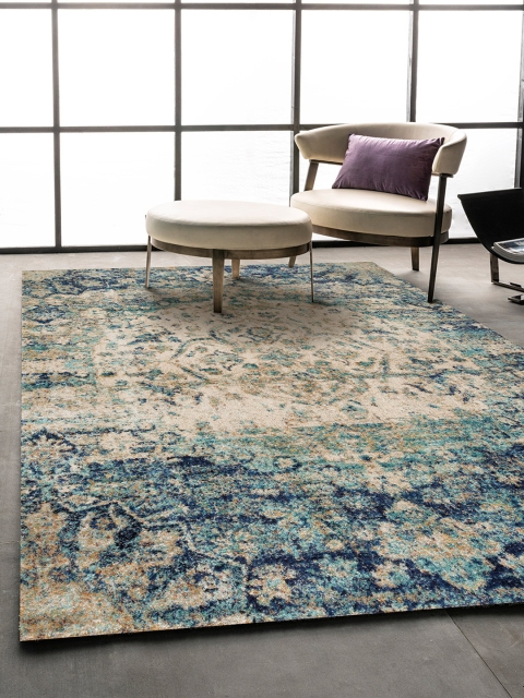 

DDecor Blue & Beige Ethnic Motifs Traditional Carpet