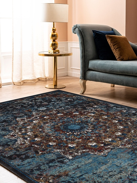 

DDecor Brown & Blue Ethnic Motifs Carpet