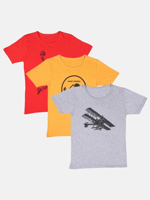 

TINY HUG Boys Mustard Yellow 3 Printed T-shirt