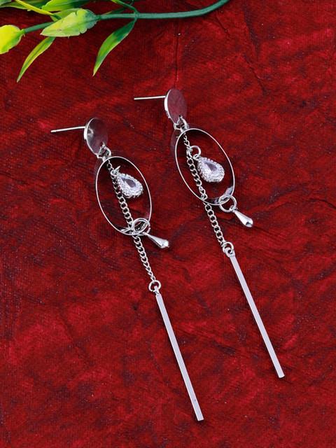 

Silver Shine Silver-Toned Contemporary Drop Earrings