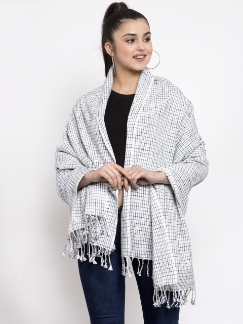 

KLOTTHE Women White & Black Checked Cotton Stole