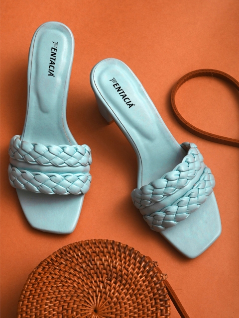 

Fentacia Women Blue Textured Block Heels