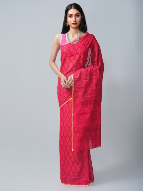 

Unnati Silks Red Pure Cotton Venkatgiri Saree