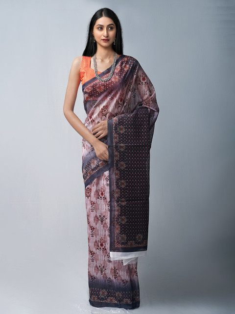 

Unnati Silks White & Red Ethnic Motifs Silk Cotton Chanderi Saree