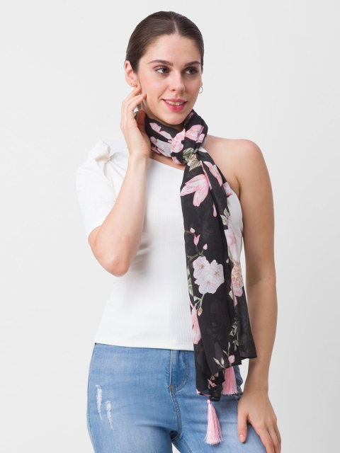 

Globus Women Black & Pink Floral Printed Scarf