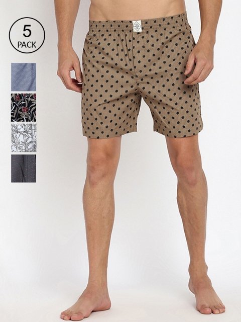 

abof Men Beige Regular Fit Printed Shorts
