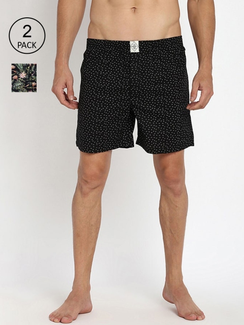 

abof Men Black Printed Shorts