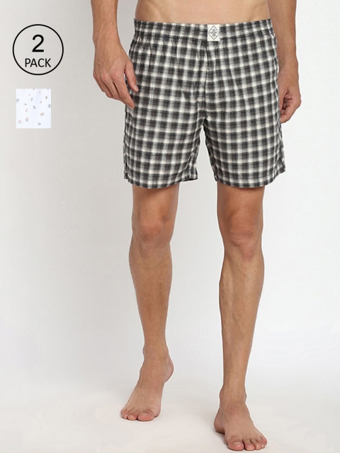 

abof Men Grey Checked Shorts