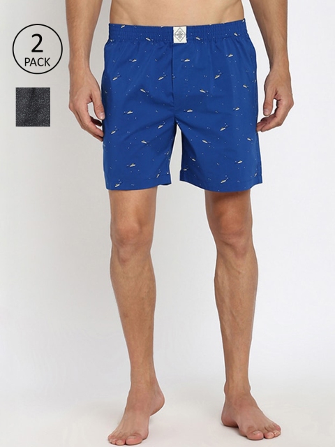 

abof Men Blue Printed Lounge Shorts