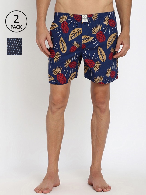 

abof Men Pack of 2 Printed Boxers, Navy blue