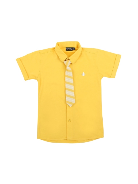 

Actuel Boys Yellow Pure Cotton Casual Shirt With Tie