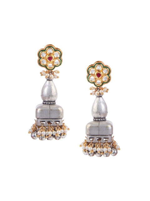 

CURIO COTTAGE Red Contemporary Jhumkas Earrings