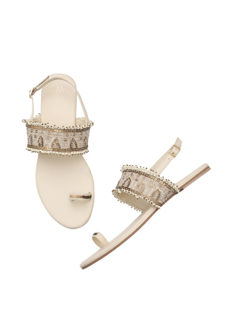 

W Women Beige & Beige Ethnic PU Comfort Sandals
