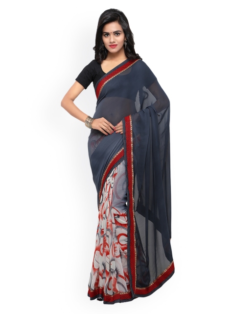 

Colors Grey & White Printed Poly Georgette Saree