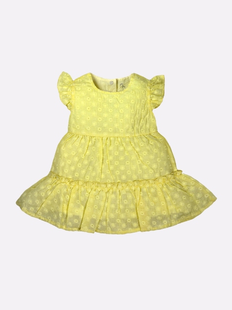

BABY GO Mustard Yellow Embroidered Fit and Flare Dress