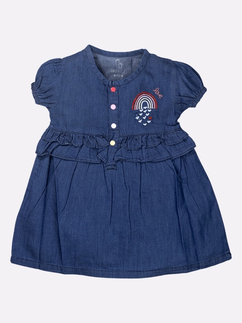 

BABY GO Blue & Red Solid Dress