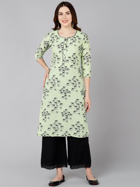 

Bani Women Green Printed Sequinned Liva Sequinned Kurti