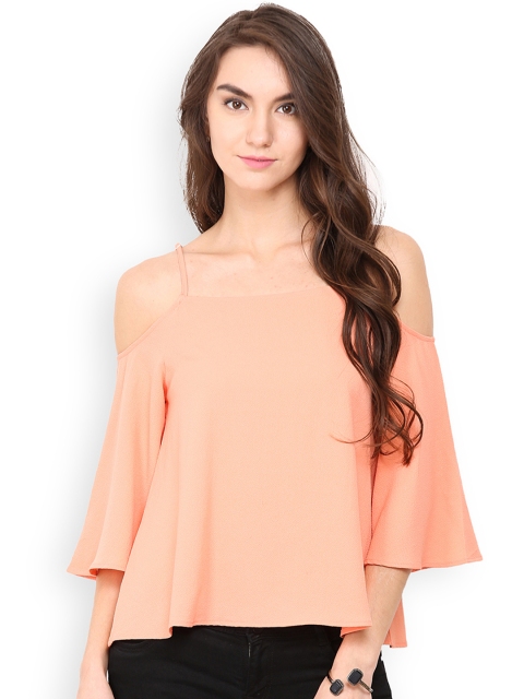 

Trend Arrest Peach-Coloured Cold Shoulder Top